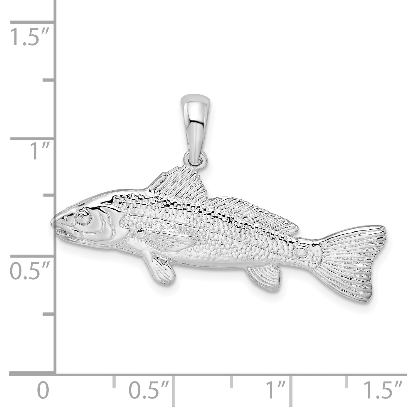 De-Ani Sterling Silver Rhodium-Plated Polished 3D Red Fish Pendant