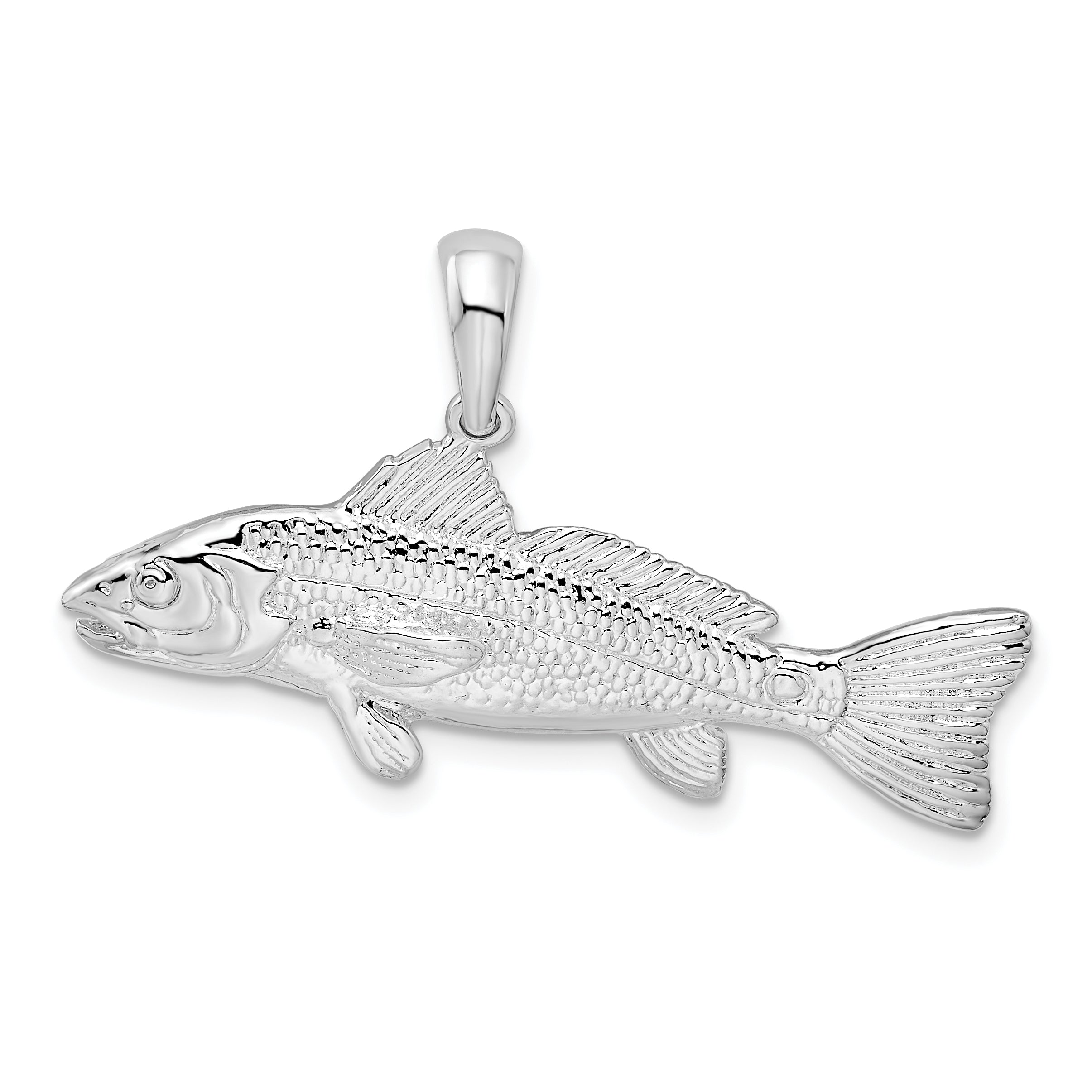 De-Ani Sterling Silver Rhodium-Plated Polished 3D Red Fish Pendant