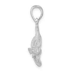 De-Ani Sterling Silver Rhodium-Plated Polished Red Fish Pendant