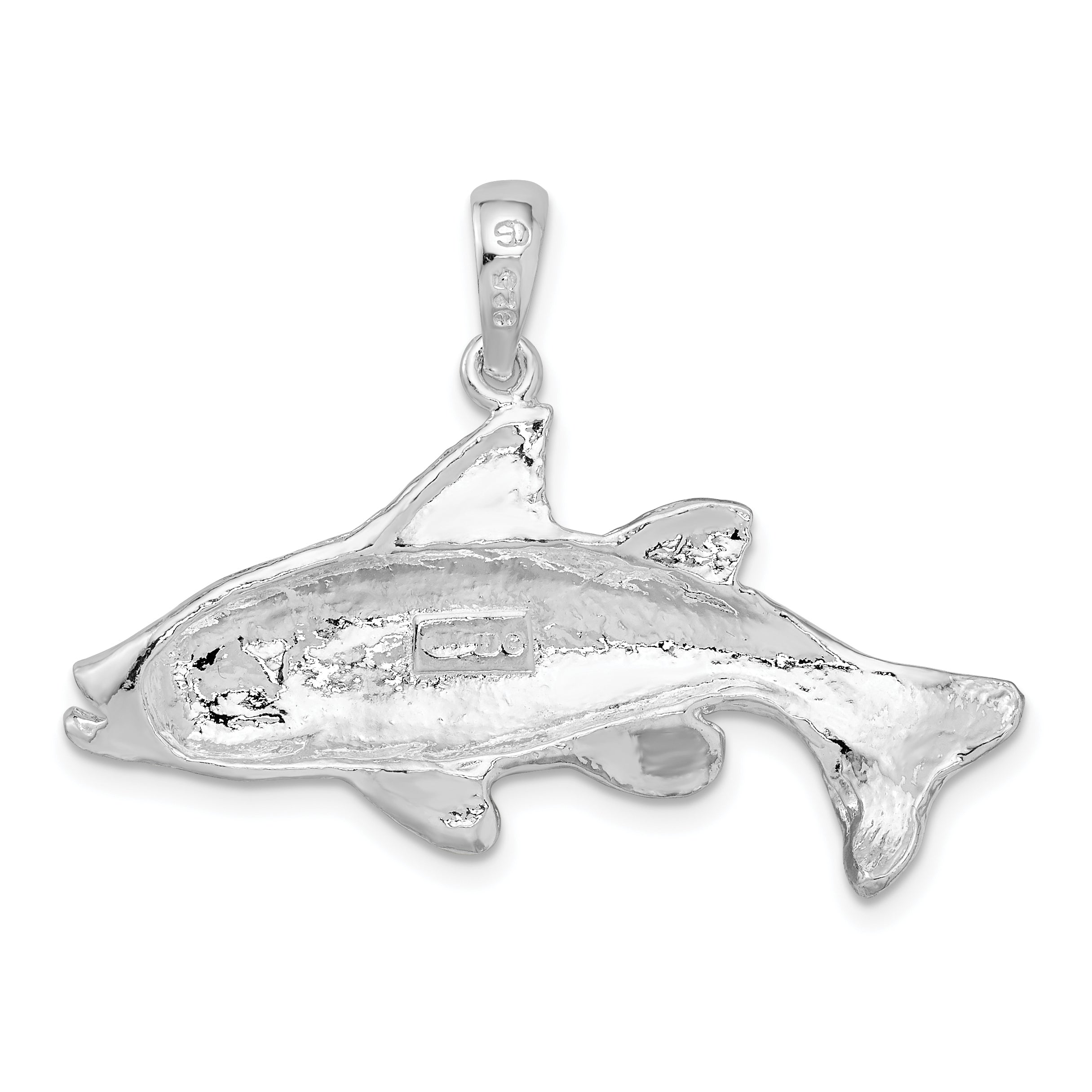 De-Ani Sterling Silver Rhodium-Plated Polished Red Fish Pendant