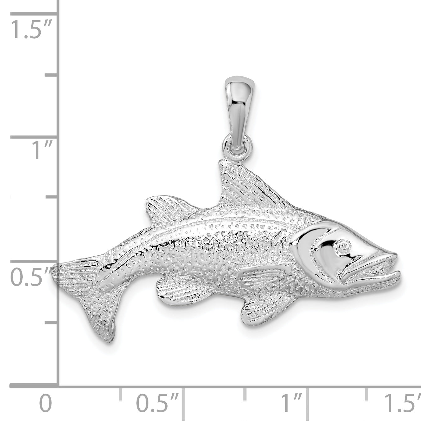 De-Ani Sterling Silver Rhodium-Plated Polished Red Fish Pendant