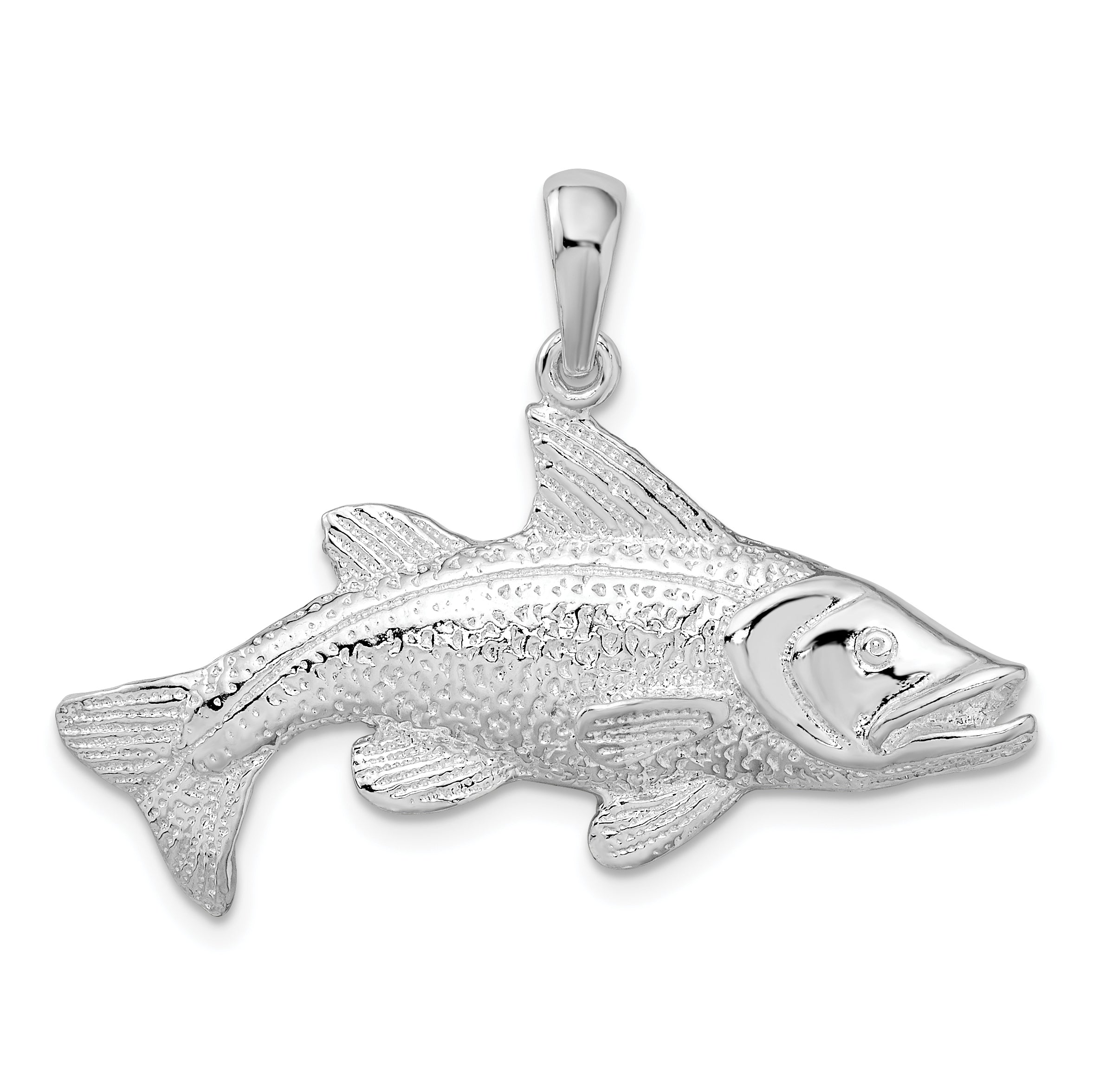 De-Ani Sterling Silver Rhodium-Plated Polished Red Fish Pendant