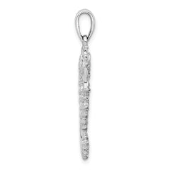 De-Ani Sterling Silver Rhodium-Plated Polished 3D Sea Horse Pendant