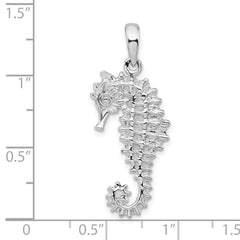 De-Ani Sterling Silver Rhodium-Plated Polished 3D Sea Horse Pendant