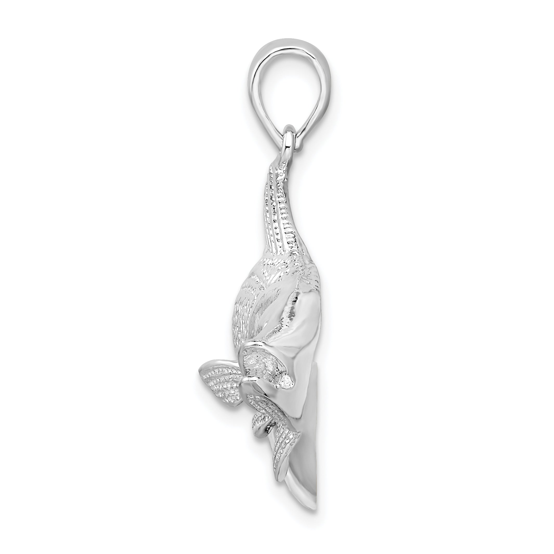 De-Ani Sterling Silver Rhodium-Plated Polished Red Fish Pendant