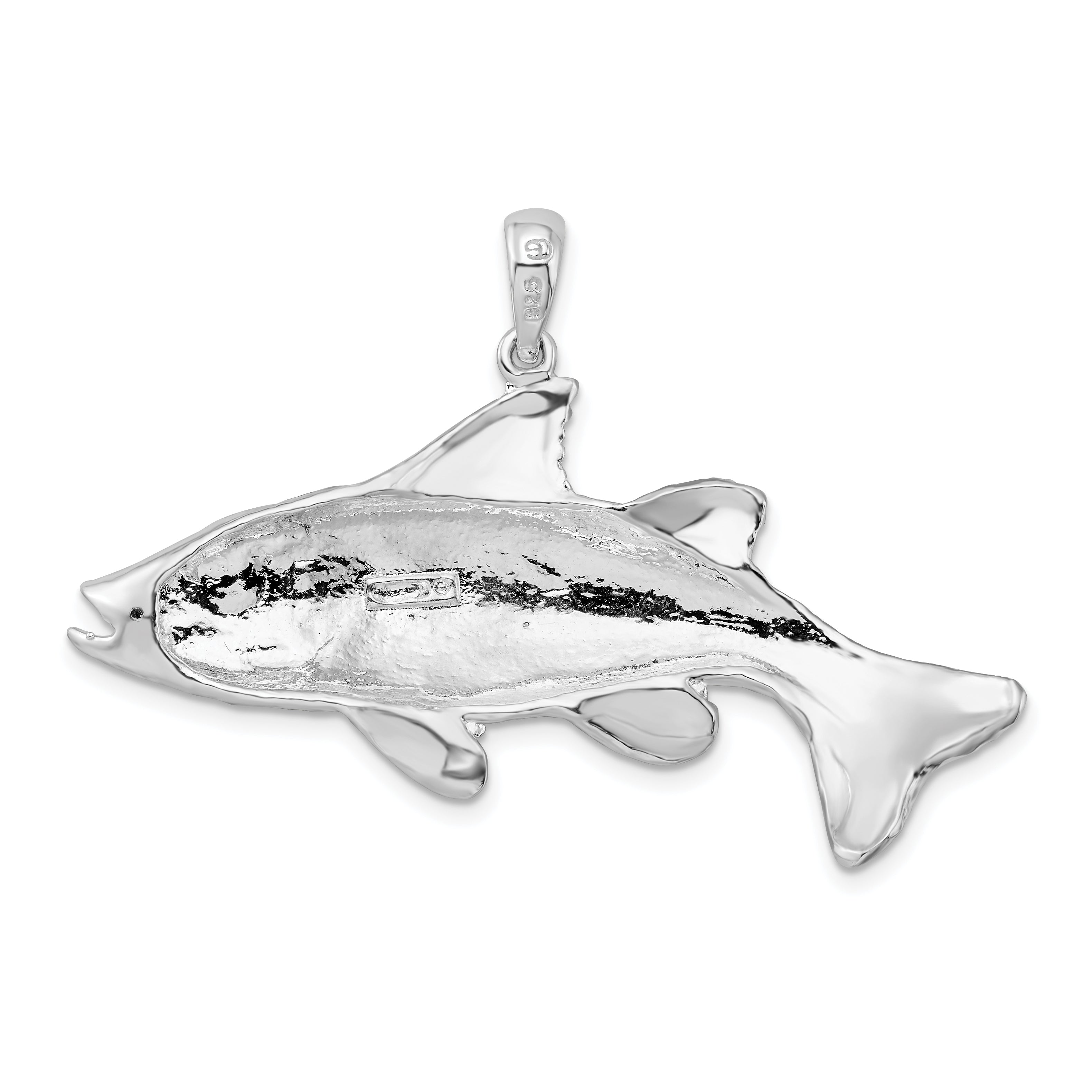 De-Ani Sterling Silver Rhodium-Plated Polished Red Fish Pendant