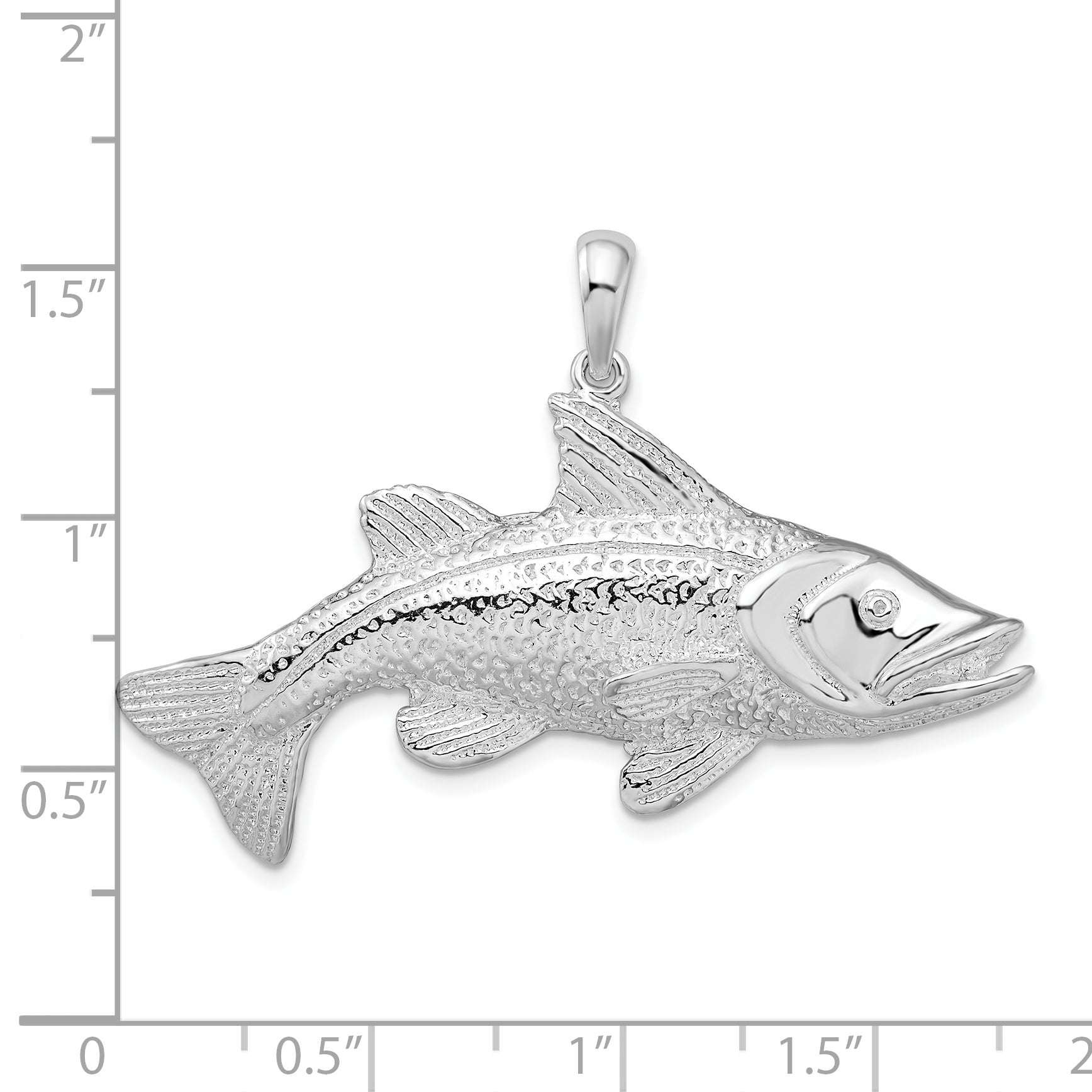 De-Ani Sterling Silver Rhodium-Plated Polished Red Fish Pendant