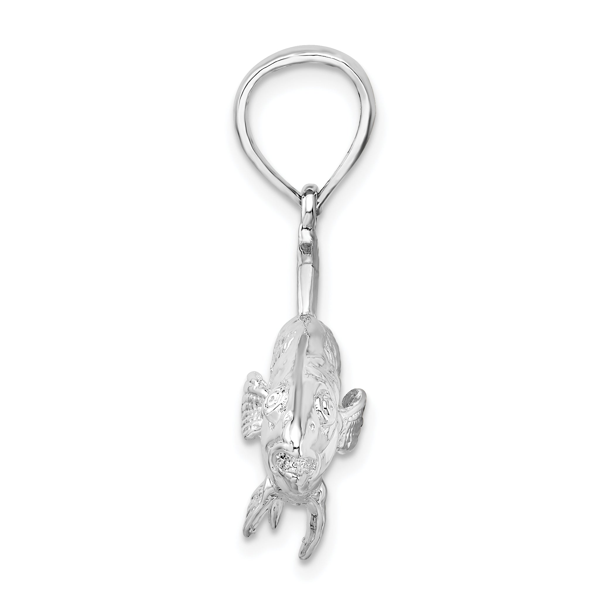 De-Ani Sterling Silver Rhodium-Plated Polished 3D Red Fish Pendant