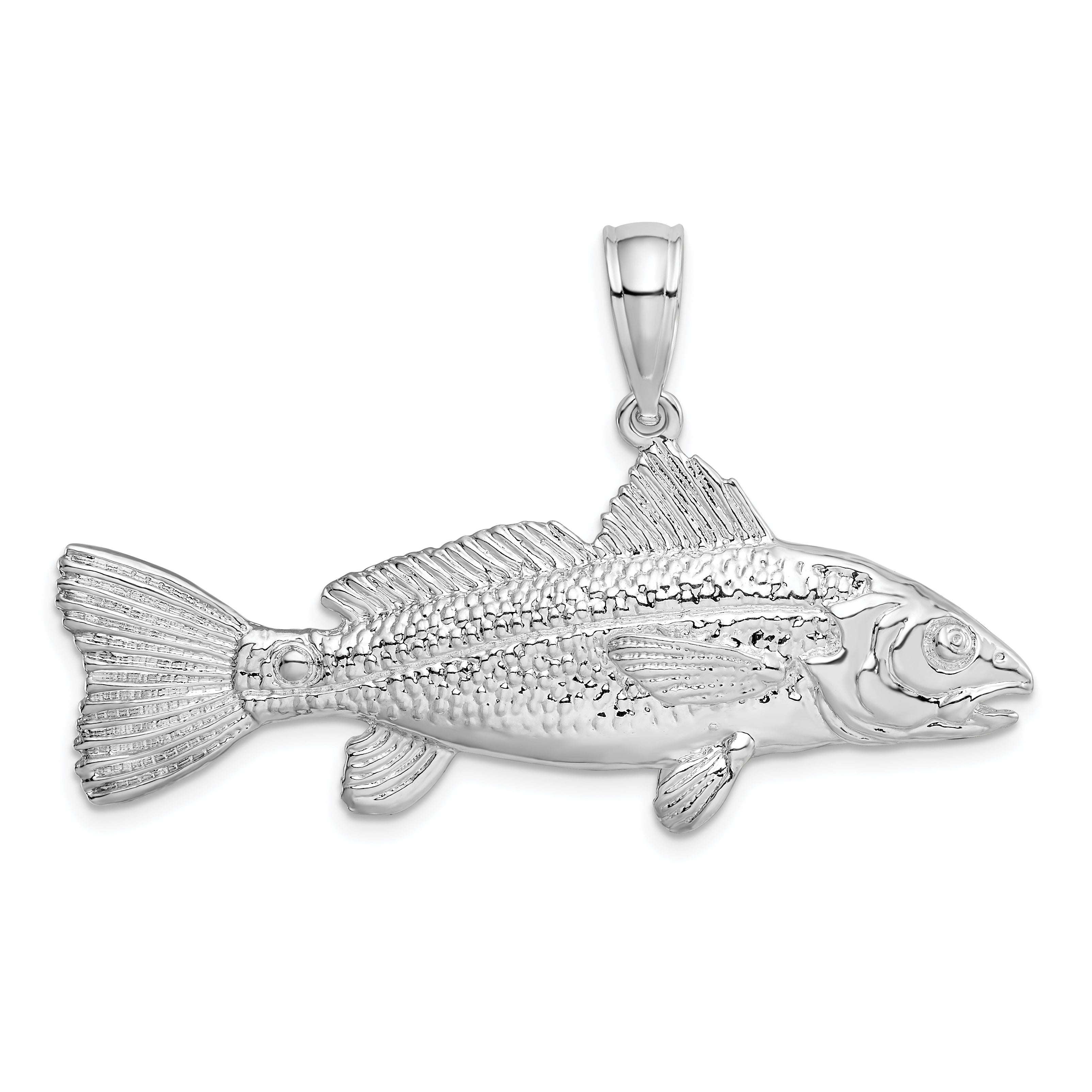 De-Ani Sterling Silver Rhodium-Plated Polished 3D Red Fish Pendant