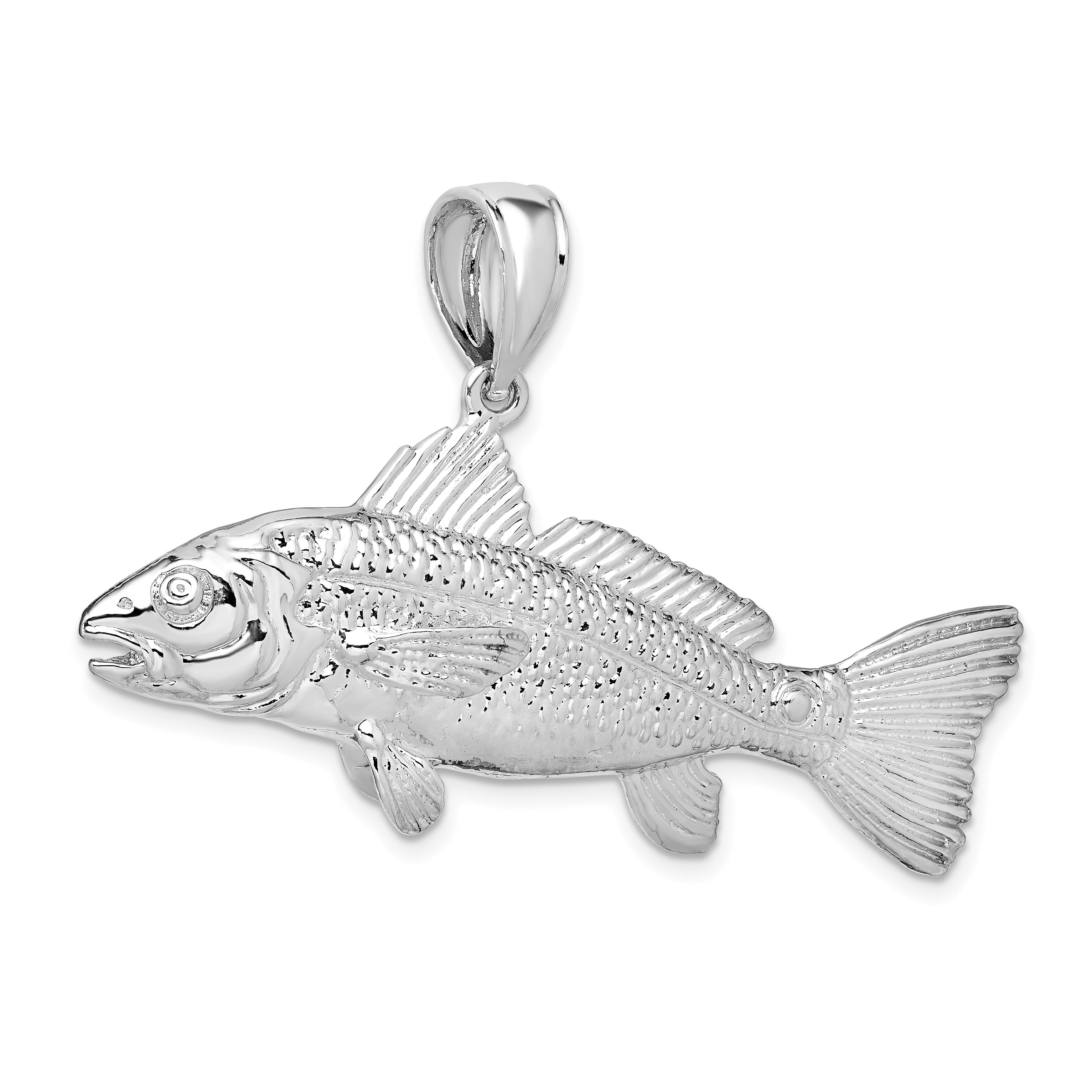 De-Ani Sterling Silver Rhodium-Plated Polished 3D Red Fish Pendant