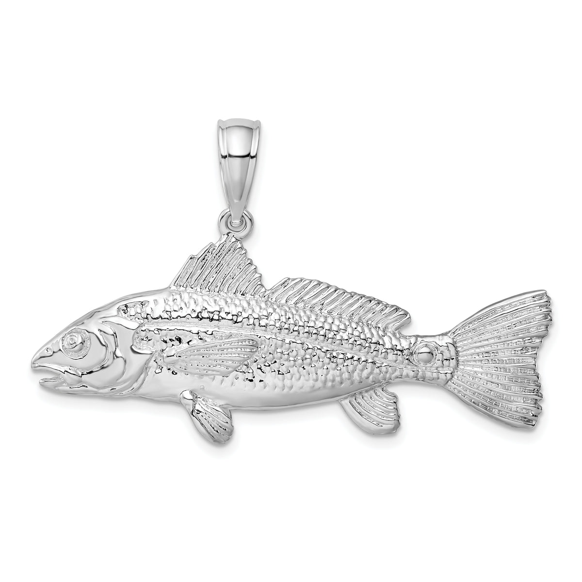 De-Ani Sterling Silver Rhodium-Plated Polished 3D Red Fish Pendant