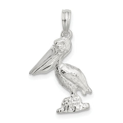 De-Ani Sterling Silver Small 3D Standing Moveable Mouth Pelican Pendant