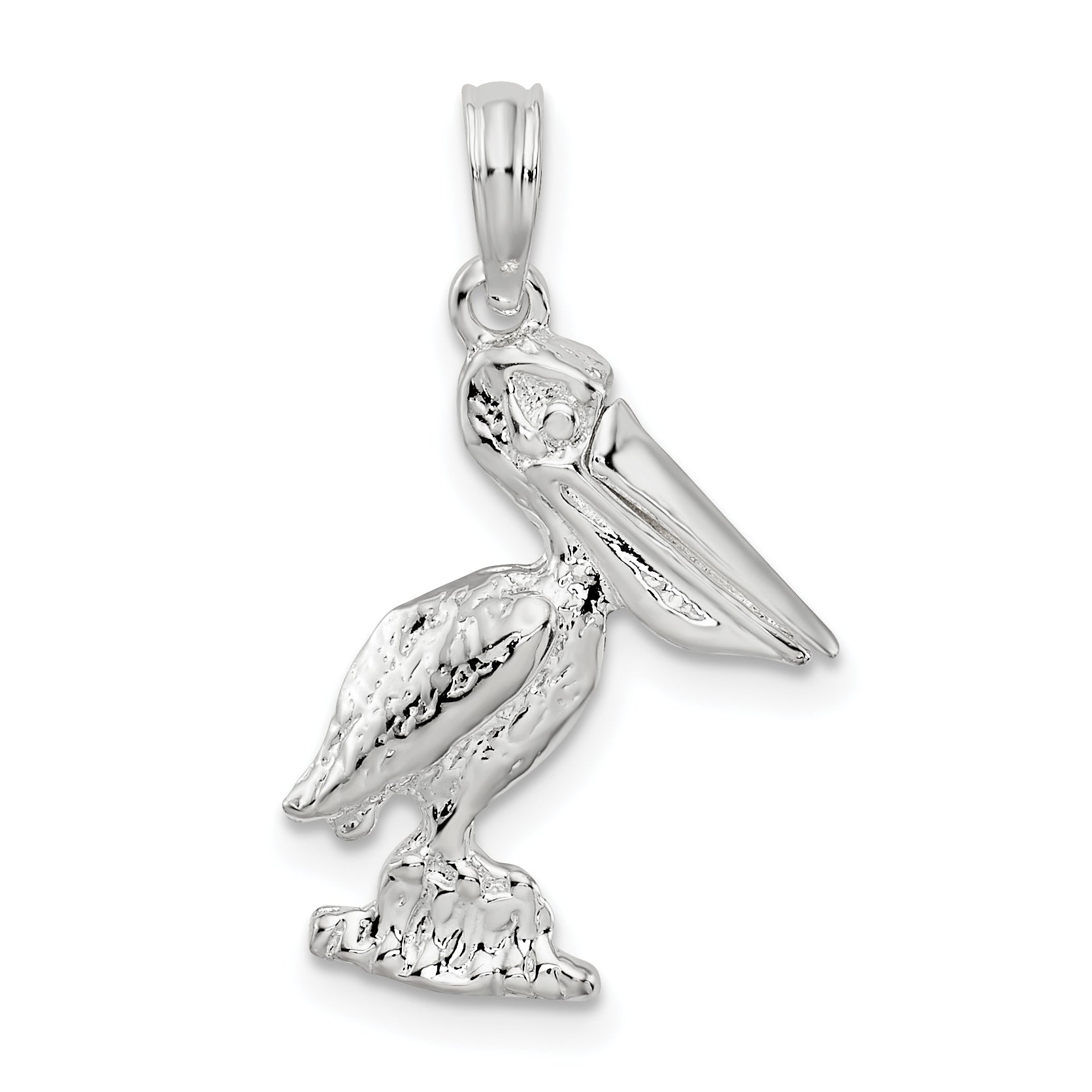 De-Ani Sterling Silver Small 3D Standing Moveable Mouth Pelican Pendant