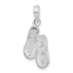 De-Ani Sterling Silver Rhodium-Plated Antigua W.I. 3D Flip Flops Pendant