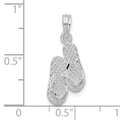 De-Ani Sterling Silver Rhodium-Plated Antigua W.I. 3D Flip Flops Pendant