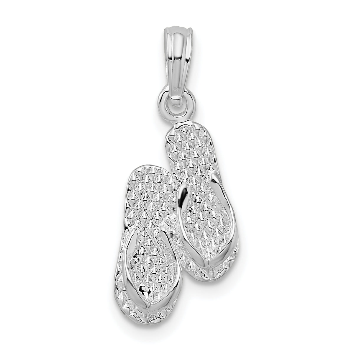 De-Ani Sterling Silver Rhodium-Plated Antigua W.I. 3D Flip Flops Pendant