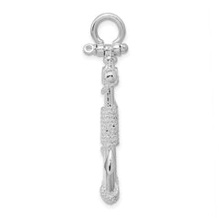 De-Ani Sterling Silver Rhodium-Plated Polished Anchor with Rope Pendant