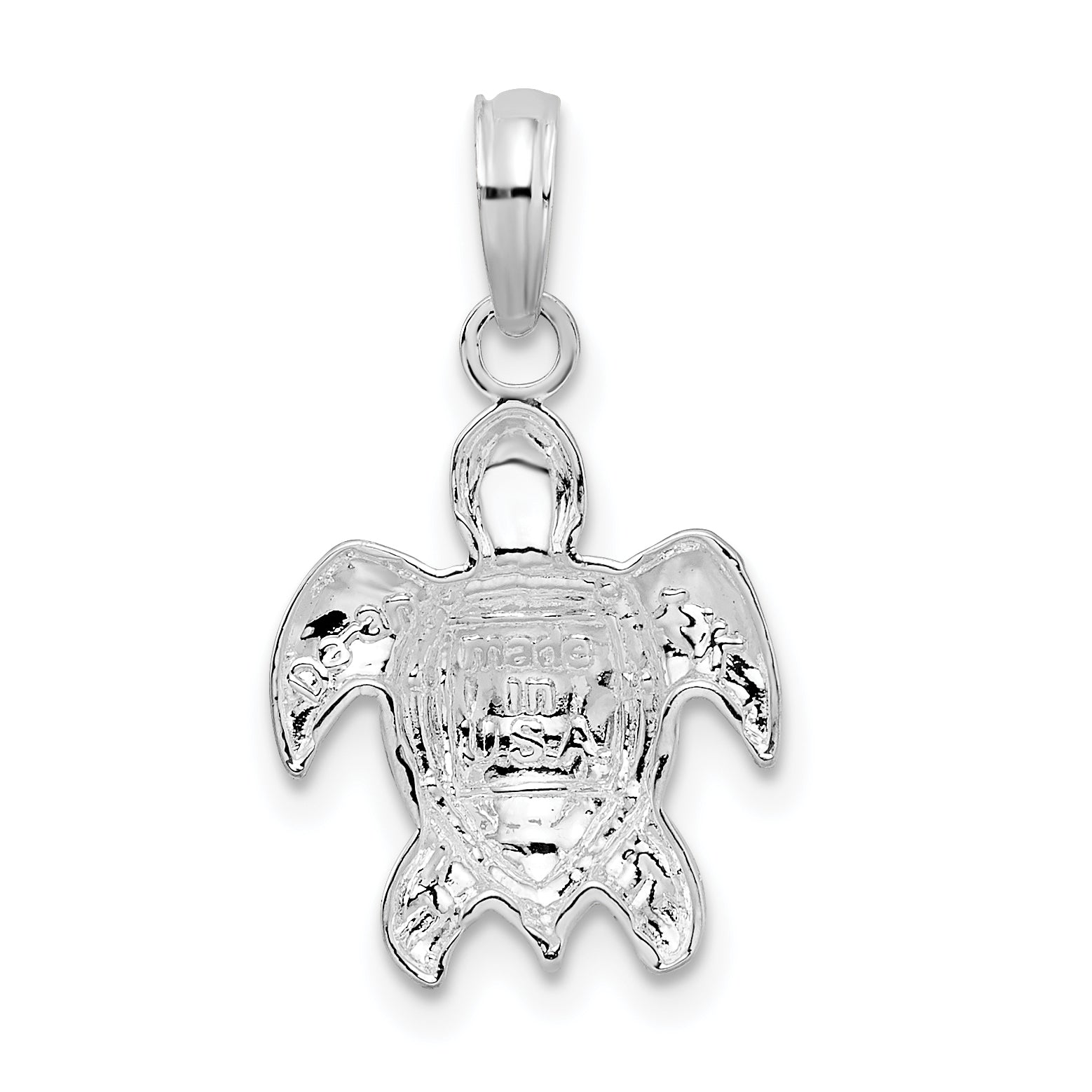 De-Ani Sterling Silver Rhodium-Plated Polished Sea Turtle Pendant