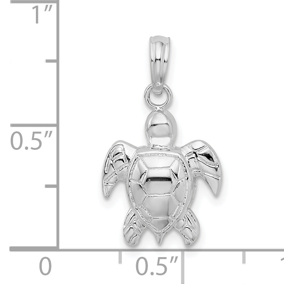 De-Ani Sterling Silver Rhodium-Plated Polished Sea Turtle Pendant