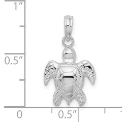 De-Ani Sterling Silver Rhodium-Plated Polished Sea Turtle Pendant