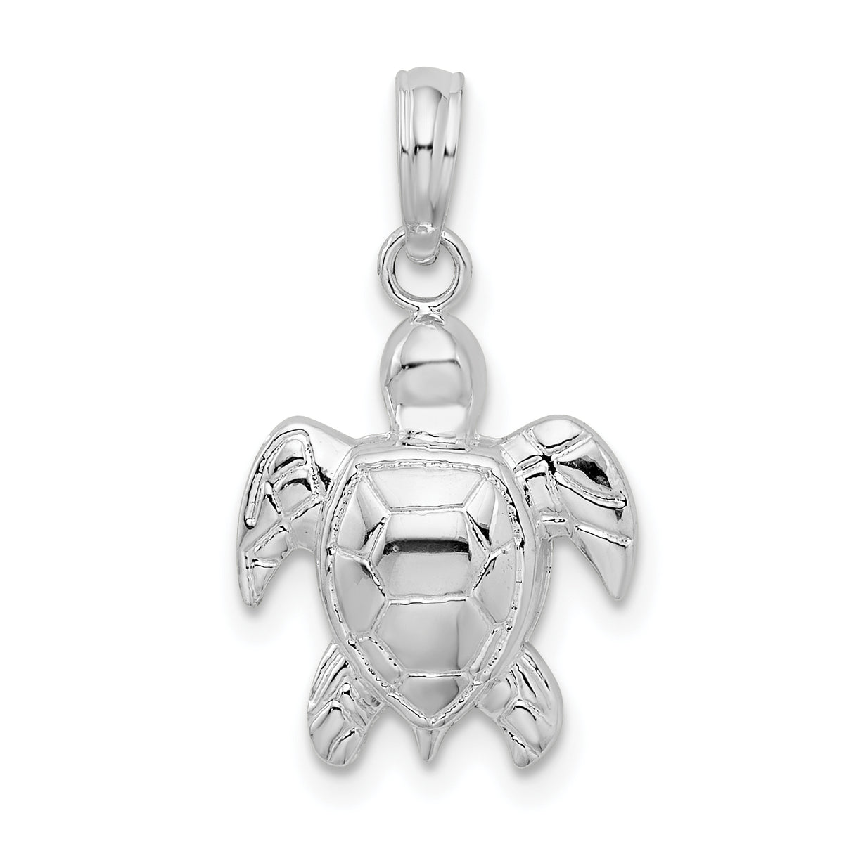 De-Ani Sterling Silver Rhodium-Plated Polished Sea Turtle Pendant