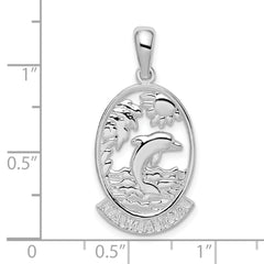 De-Ani Sterling Silver Rhodium-Plated Polished Jamaica Dolphin Sunset Pendant