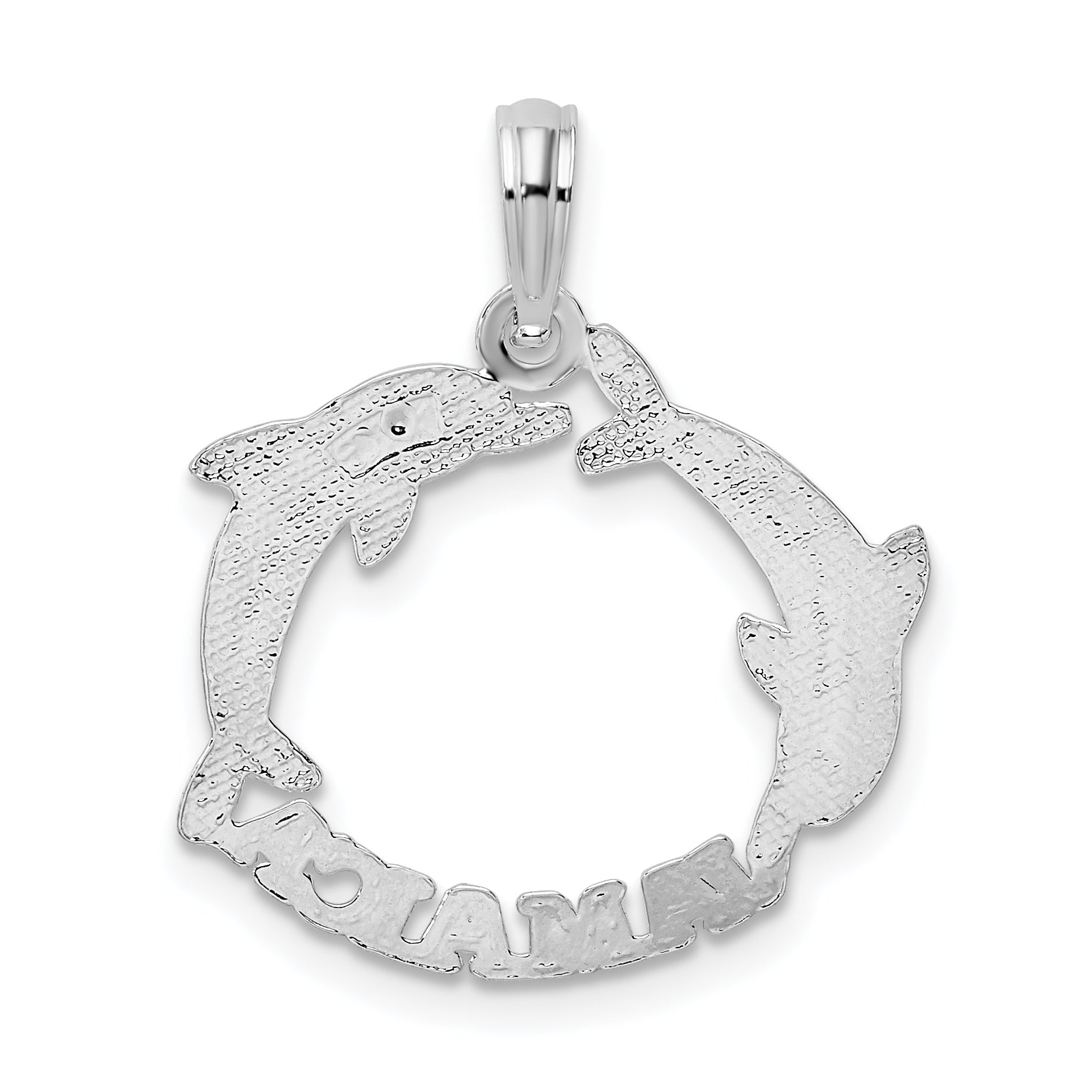 De-Ani Sterling Silver Rhodium-Plated Jamaica 2 Jumping Dolphins Pendant