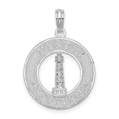 De-Ani Sterling Silver Rhodium-Plated Mystic Connecticut Circle with Lighthouse Pendant