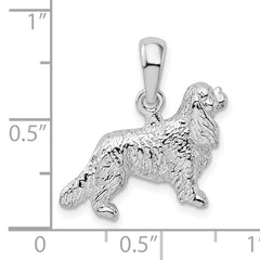 De-Ani Sterling Silver Rhodium-Plated 3D Cavalier King Charles Spaniel Pendant