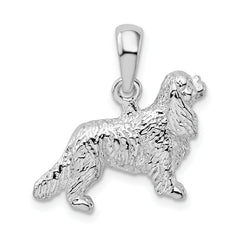 De-Ani Sterling Silver Rhodium-Plated 3D Cavalier King Charles Spaniel Pendant