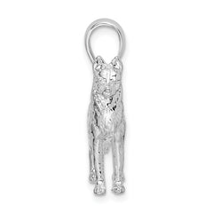 De-Ani Sterling Silver Rhodium-Plated Textured 3D Siberian Husky Pendant