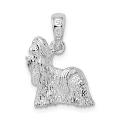 De-Ani Sterling Silver Rhodium-Plated Textured 3D Shih Tzu Dog Pendant