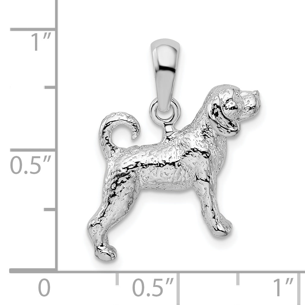 De-Ani Sterling Silver Rhodium-Plated Textured 3D Beagle Pendant