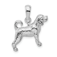 De-Ani Sterling Silver Rhodium-Plated Textured 3D Beagle Pendant