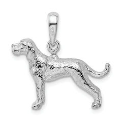 De-Ani Sterling Silver Rhodium-Plated Textured 3D English Pointer Dog Pendant