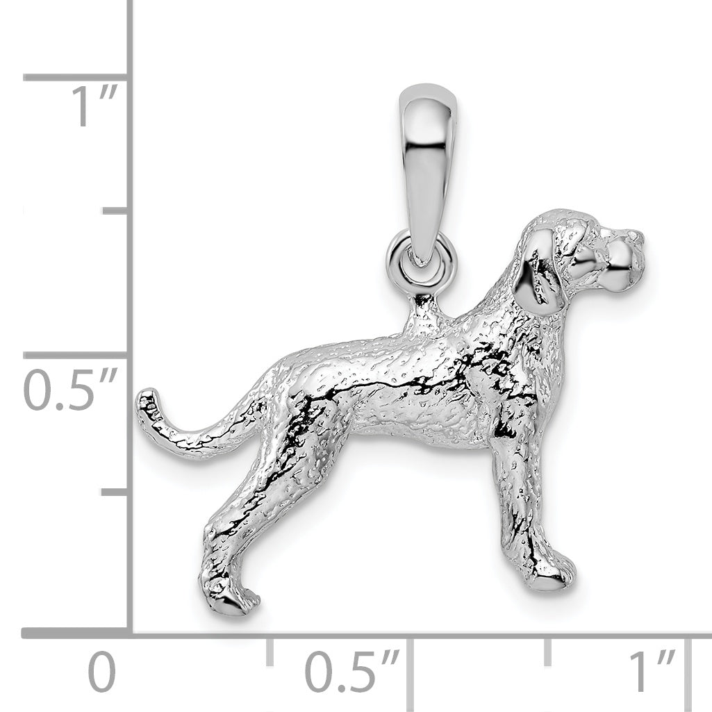 De-Ani Sterling Silver Rhodium-Plated Textured 3D English Pointer Dog Pendant