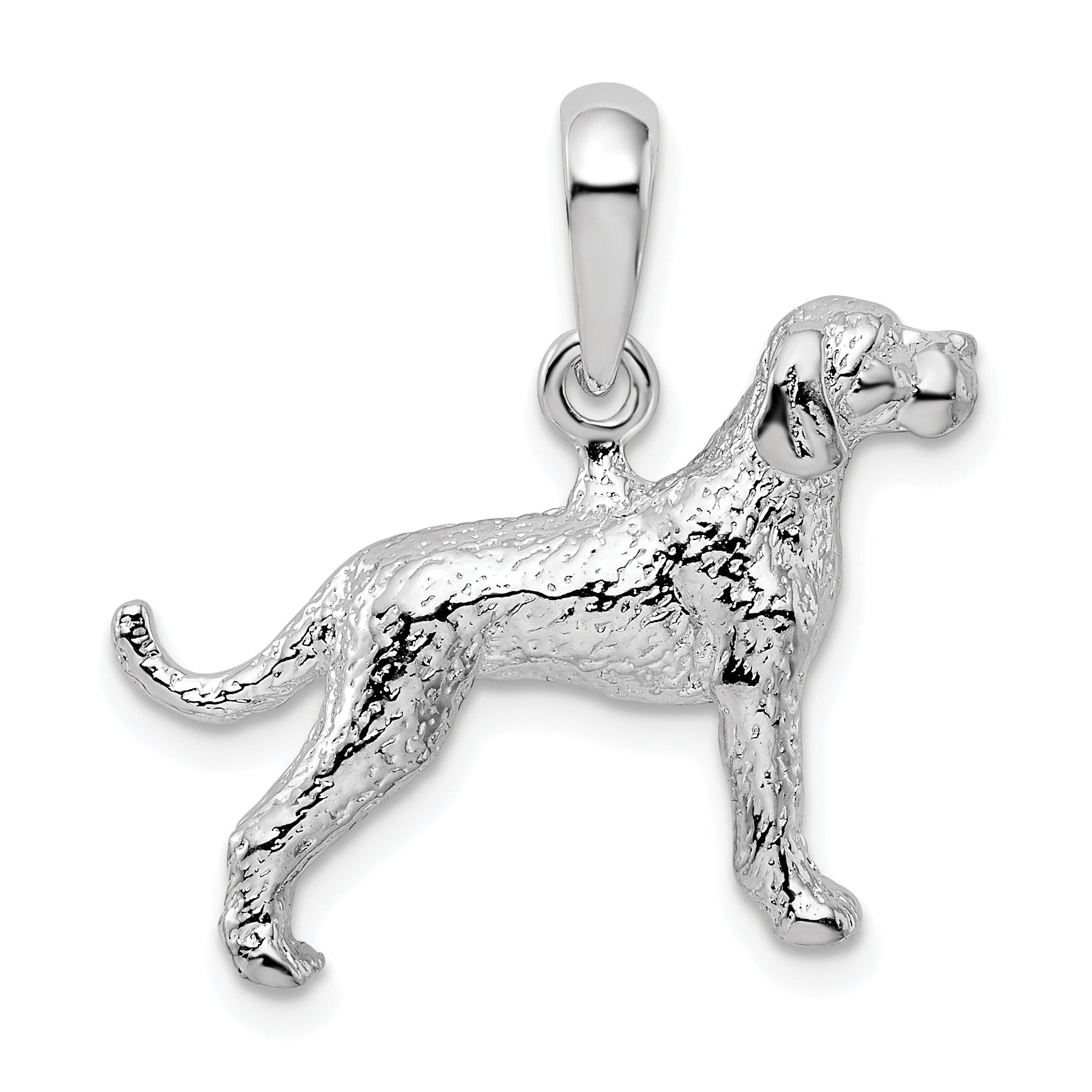 De-Ani Sterling Silver Rhodium-Plated Textured 3D English Pointer Dog Pendant