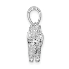 De-Ani Sterling Silver Rhodium-Plated Textured 3D Shetland Sheepdog Pendant