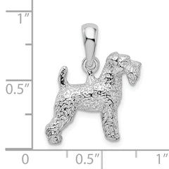 De-Ani Sterling Silver Rhodium-Plated Textured 3D Welsh Terrier Pendant