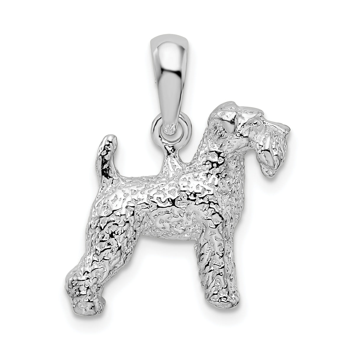 De-Ani Sterling Silver Rhodium-Plated Textured 3D Welsh Terrier Pendant