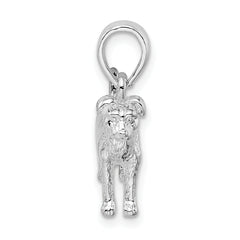 De-Ani Sterling Silver Rhodium-Plated Textured 3D Jack Russell Terrier Pendant