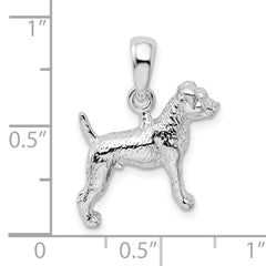 De-Ani Sterling Silver Rhodium-Plated Textured 3D Jack Russell Terrier Pendant