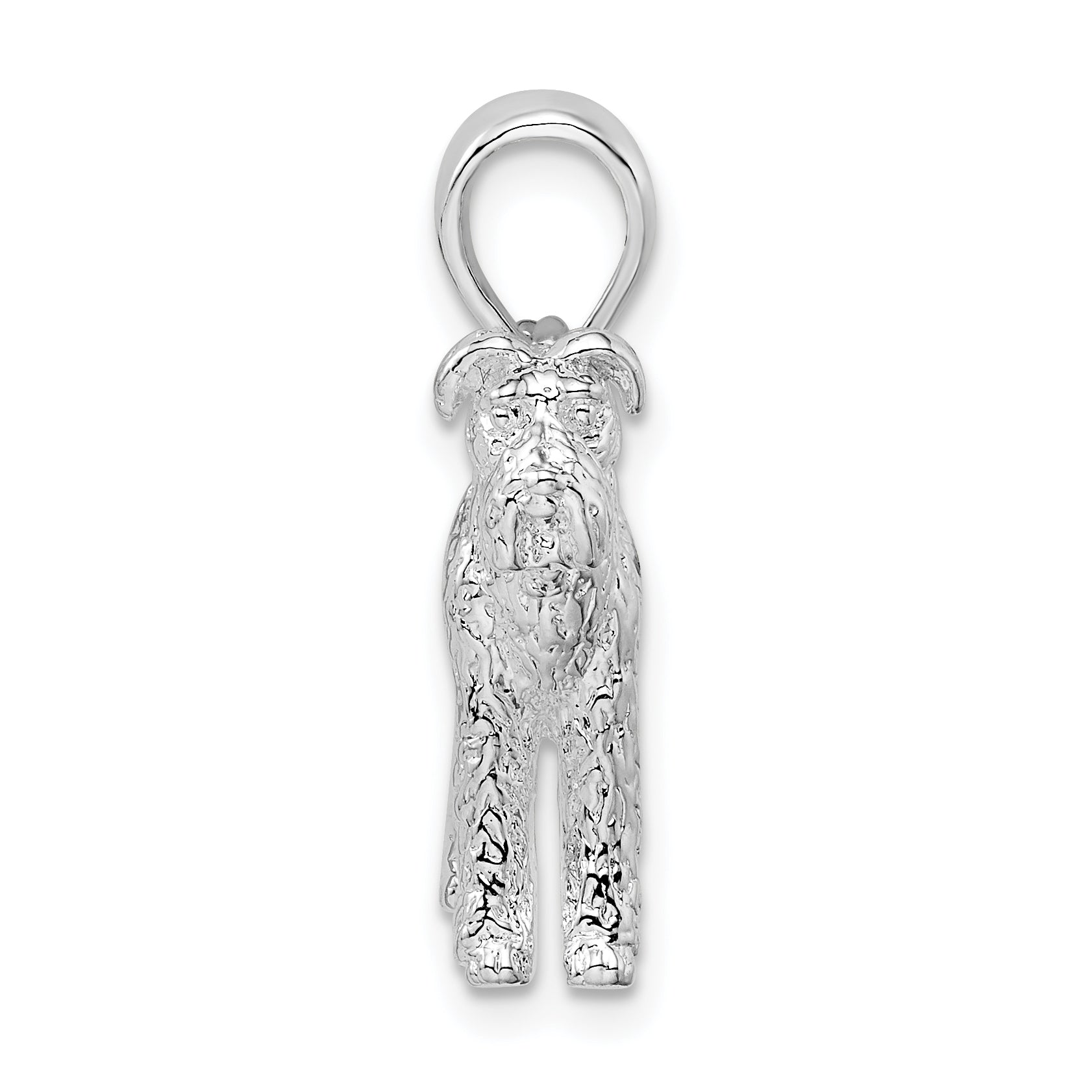 De-Ani Sterling Silver Rhodium-Plated Textured 3D Airedale Terrier Pendant