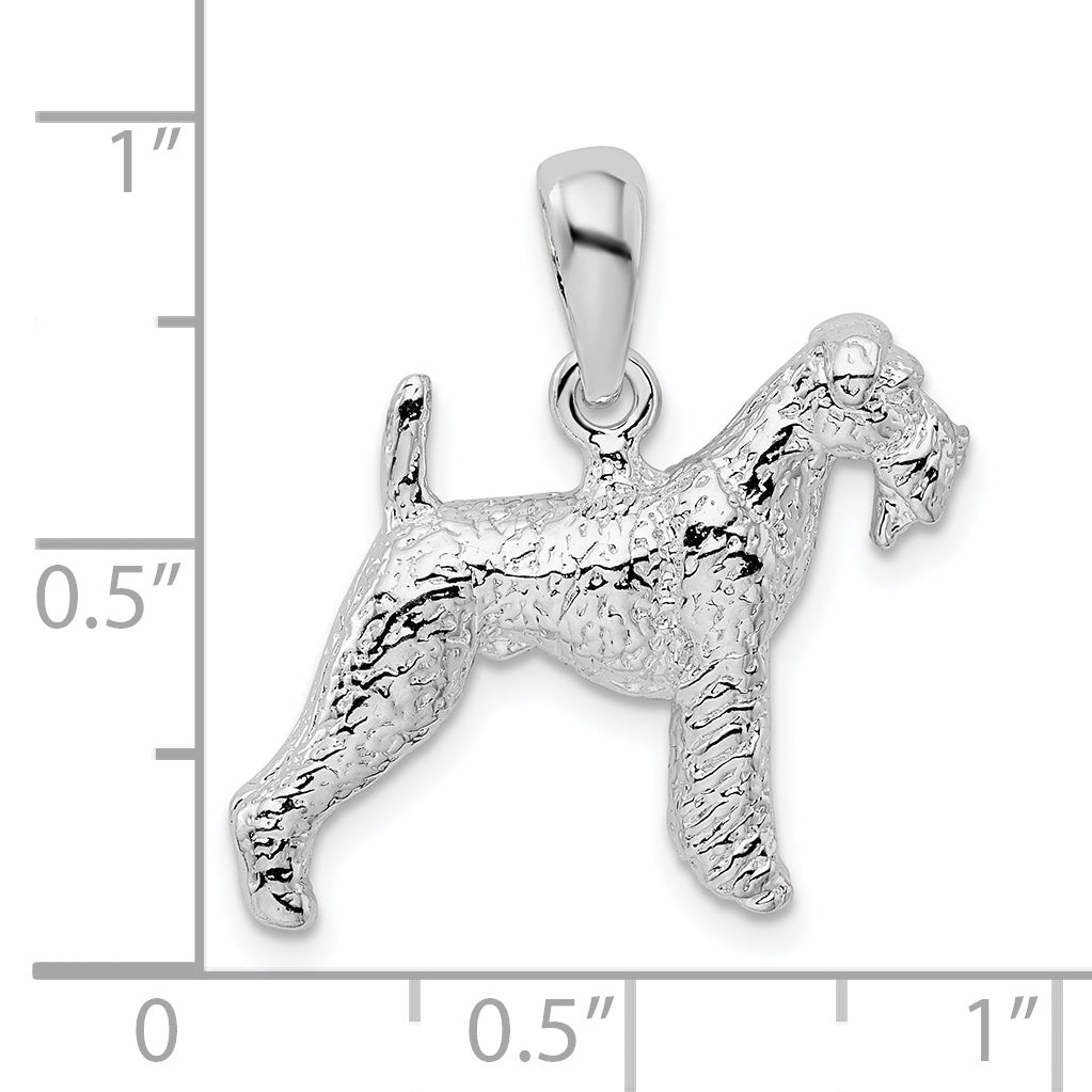 De-Ani Sterling Silver Rhodium-Plated Textured 3D Airedale Terrier Pendant