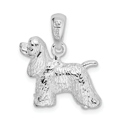 De-Ani Sterling Silver Rhodium-Plated Textured 3D Cocker Spaniel Pendant