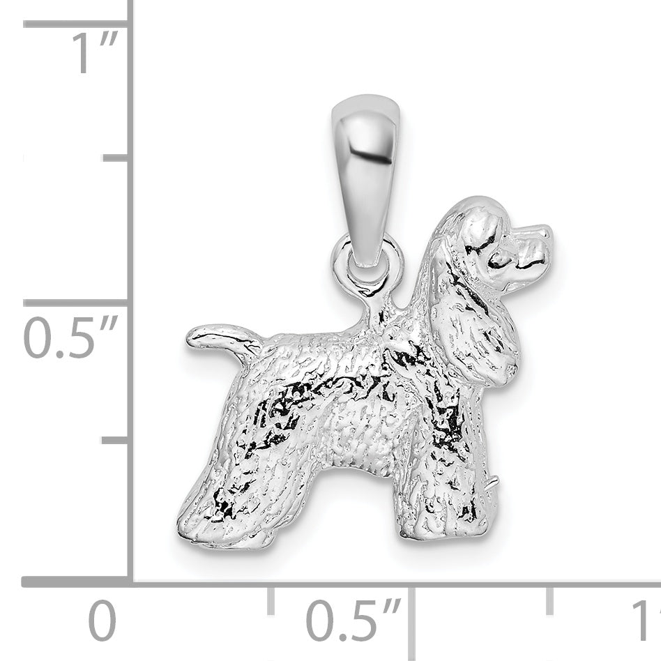 De-Ani Sterling Silver Rhodium-Plated Textured 3D Cocker Spaniel Pendant