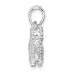 De-Ani Sterling Silver Rhodium-Plated Textured 3D Scottish Terrier Pendant