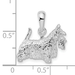 De-Ani Sterling Silver Rhodium-Plated Textured 3D Scottish Terrier Pendant