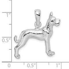 De-Ani Sterling Silver Rhodium-Plated Textured 3D Great Dane Pendant