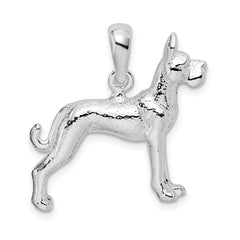 De-Ani Sterling Silver Rhodium-Plated Textured 3D Great Dane Pendant